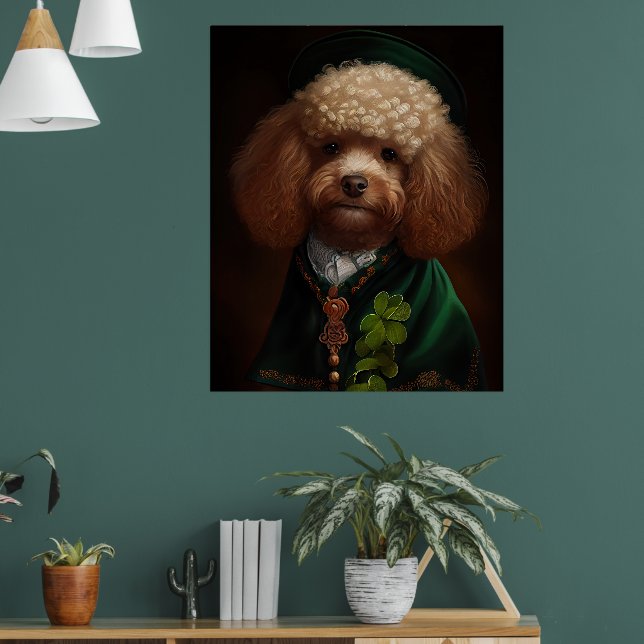 Poodle Dog in St. Patrick's Day Dress Poster (Living Room 1)