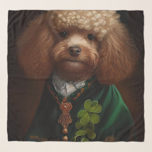 Poodle Dog in St. Patrick's Day Dress Scarf