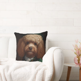 Poodle Dog in St. Patrick's Day Dress Throw Pillow