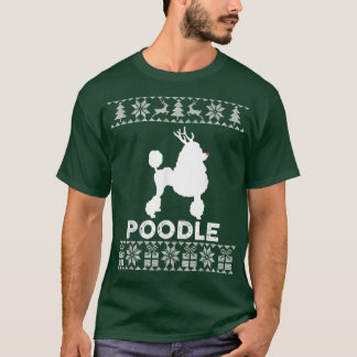 Poodle Dog Lover Christmas Reindeer Ugly Christmas T-Shirt