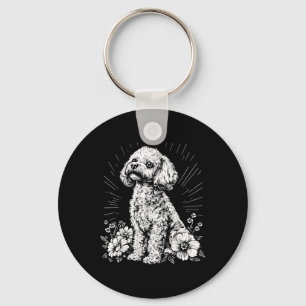 Poodle Dog Lover Retro Style Tattoo _1 Keychain