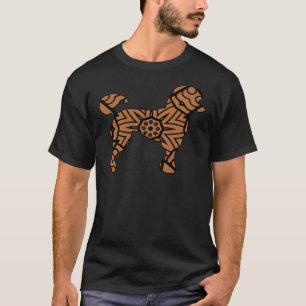 Poodle Dog Mandala Cute Brown Black Artistic Puppy T-Shirt