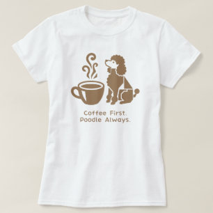 Poodle Dog Mom Coffee Lover Minimalist Graphic T-Shirt