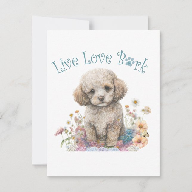 Poodle Dog Mom Floral Card (Front)