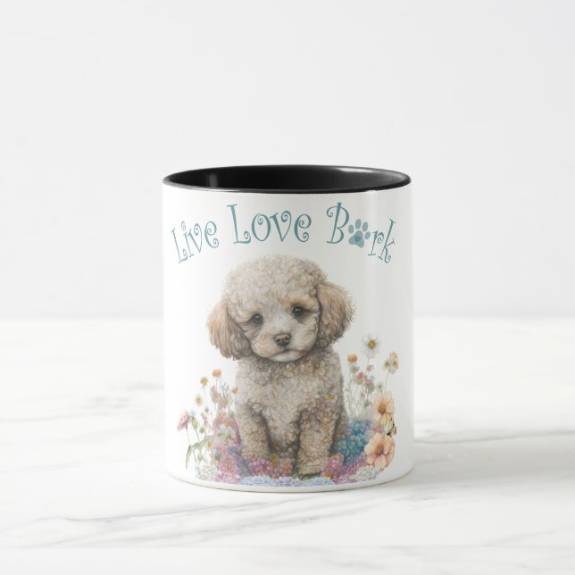 Poodle Dog Mom Floral Mug (Center)