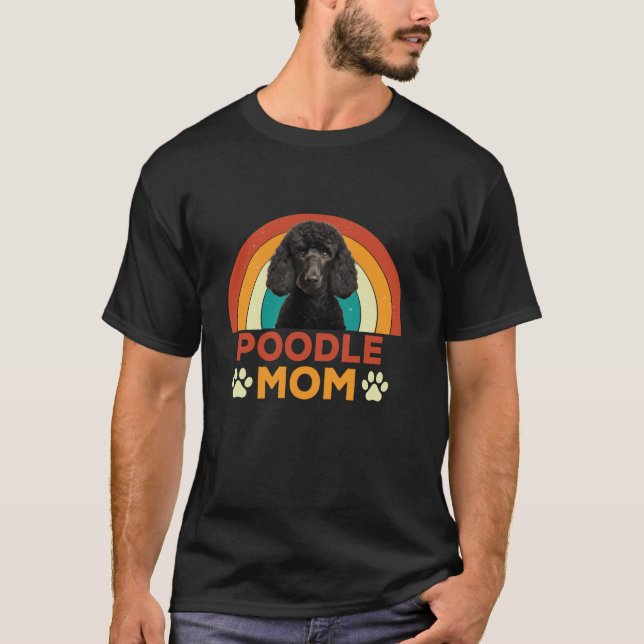 Poodle Dog Mom Mama Retro Sunset Mother s Day Long T-Shirt (Front)