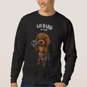 Poodle Dog Muscle Training With Dumbbell In Fitnes Sweatshirt