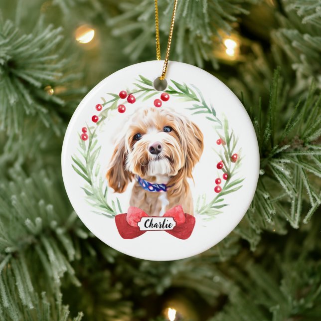Poodle Dog Personalized  Ceramic Ornament (Tree)