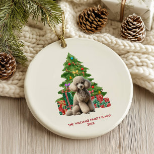 Poodle Dog Personalized Christmas Ceramic Ornament