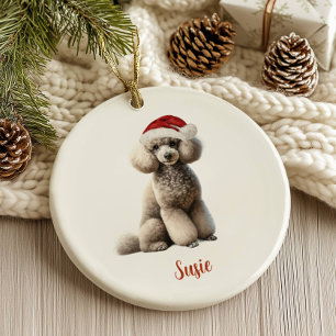 Poodle Dog Personalized Christmas Ceramic Ornament