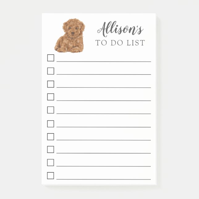 Poodle Dog Personalized To Do List Post-it Notes (Front)