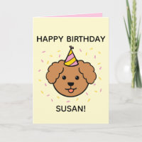 Poodle Dog | Pink & Yellow Birthday Folded