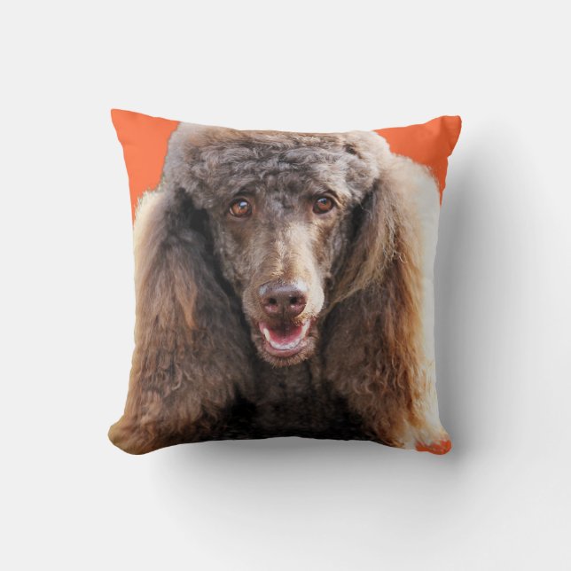 Poodle Dog Portrait Throw Pillow (Front)