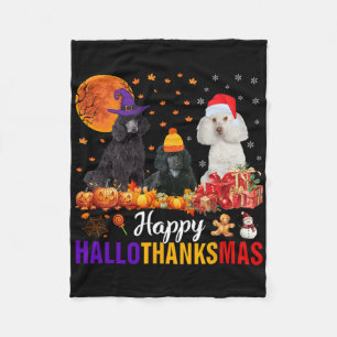Poodle Dog Puppy Hallothanksmas Halloween Thanksgi Fleece Blanket