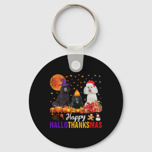 Poodle Dog Puppy Hallothanksmas Halloween Thanksgi Keychain
