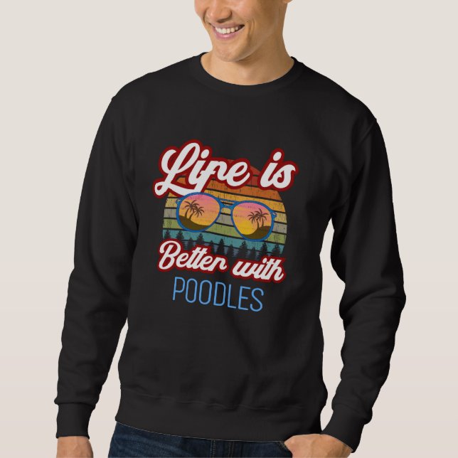 Poodle Dog Retro Sunset  With Poodles Sweatshirt (Front)
