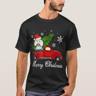 Poodle Dog Riding Red Truck Christmas Decorations  T-Shirt