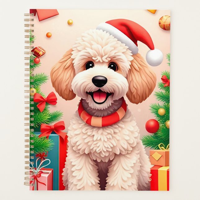 🎁Poodle Dog Santa Hat Christmas Planner ✨ (Front)