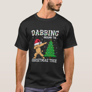 Poodle Dog Santa Hat Dabbing Around the Christmas T-Shirt