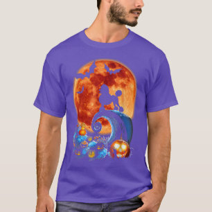 Poodle Dog Scary And Moon Funny Halloween Costume T-Shirt