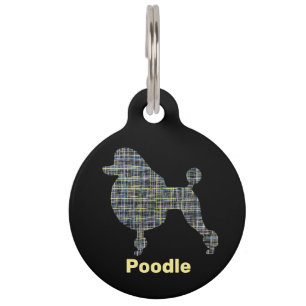 Poodle Dog Silhouette Grid ID Pet Tag