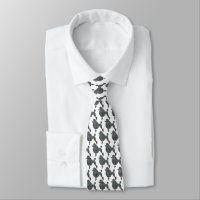 Poodle Dog Silhouette Yellow & Blue Neck Tie