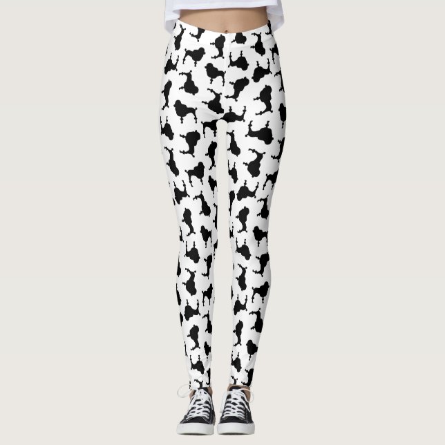 Poodle Dog Silhouettes CUSTOM BACKGROUND COLOR Leggings (Front)