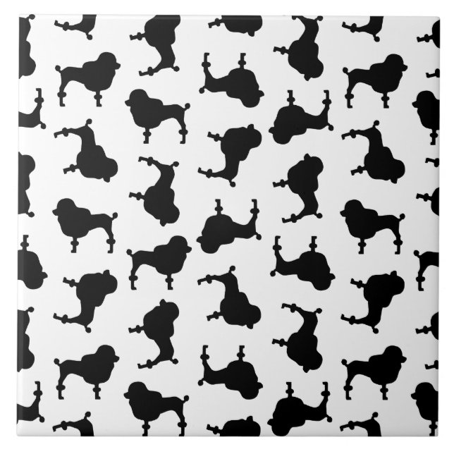 Poodle Dog Silhouettes CUSTOM BACKGROUND COLOR Tile (Front)