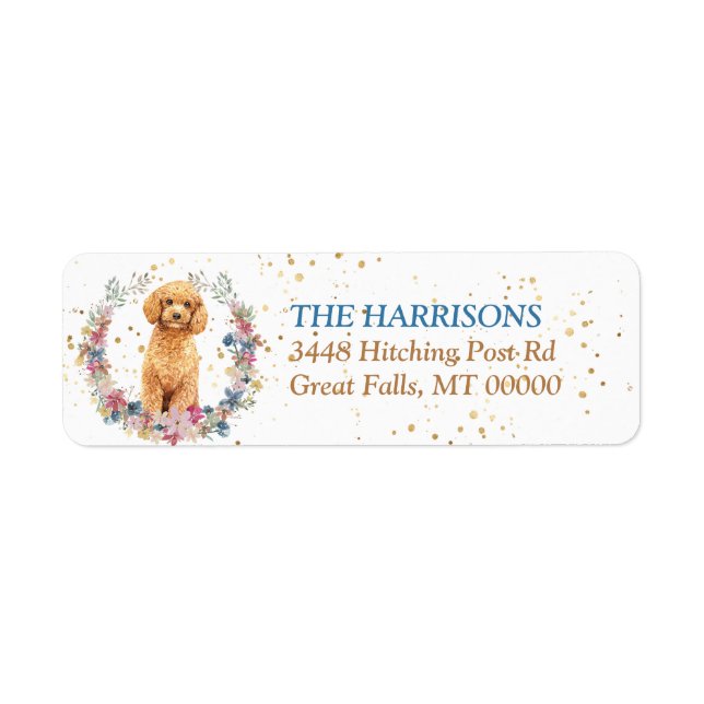 Poodle Dog Spring Flowers Wreath (Front)