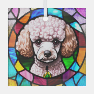 Poodle Dog "Stained Glass"  Glass Ornament