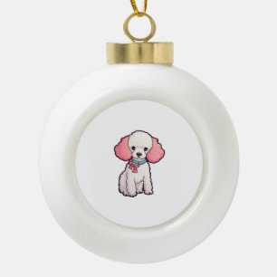 Poodle Dog Super Cute Ceramic Ball Christmas Ornament