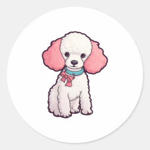 Poodle Dog Super Cute   Classic Round Sticker