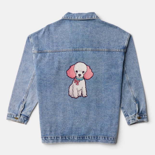 Poodle Dog Super Cute   Denim Jacket (Back)