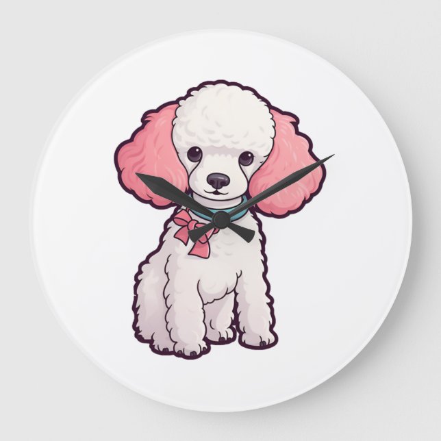 Poodle Dog Super Cute Large Clock (Front)