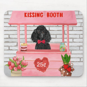 poodle Dog Valentine's Day Kissing Booth Mouse Pad