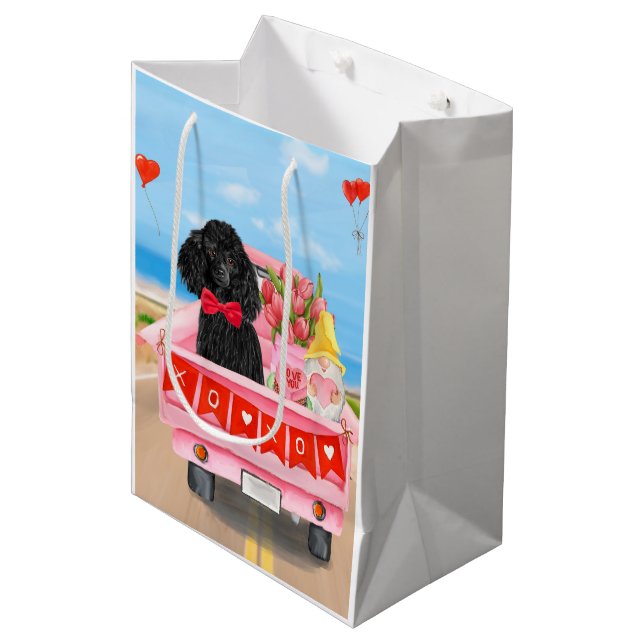 Poodle Dog Valentine's Day Truck Hearts  Medium Gift Bag (Front Angled)