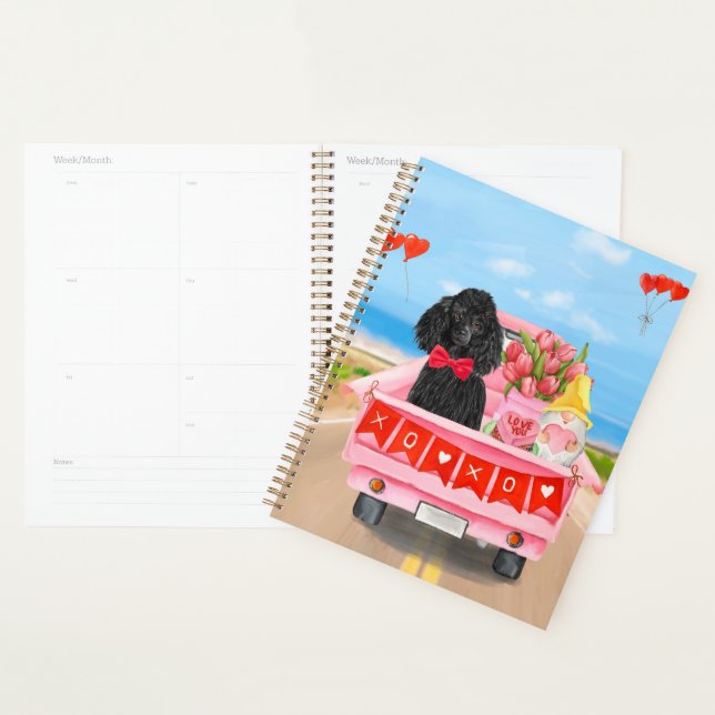 Poodle Dog Valentine's Day Truck Hearts  Planner (Display)