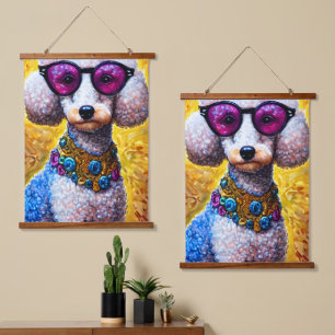 Poodle Dog Wearing Oversized Glasses Hanging Tapestry