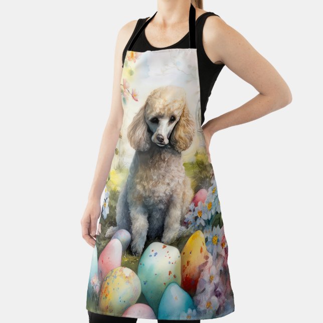 Poodle Dog with Easter Eggs Holiday Apron (Insitu)