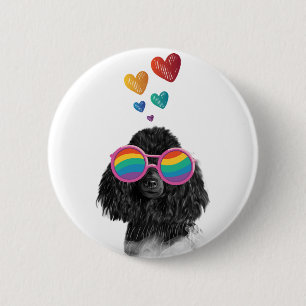 Poodle Dog with Hearts Valentine's Day 2 Inch Round Button