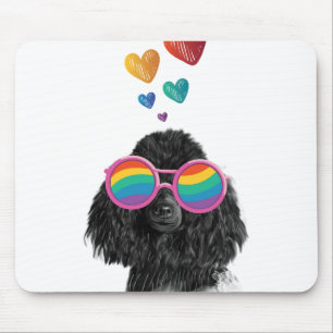 Poodle Dog with Hearts Valentine's Day Mouse Pad