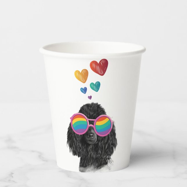 Poodle Dog with Hearts Valentine's Day  Paper Cups (Front)