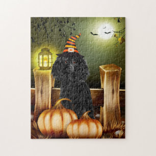 Poodle Dog with Witch Hat Halloween Jigsaw Puzzle