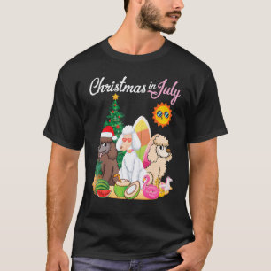 Poodle Dogs Merry Christmas In July Dad Mom Mother T-Shirt