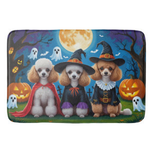 Poodle Dogs Pumpkin Halloween Funny Bath Mat