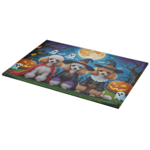 Poodle Dogs Pumpkin Halloween Funny Cutting Board