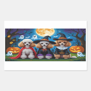 Poodle Dogs Pumpkin Halloween Funny Sticker