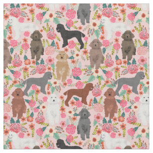 poodle dogs vintage florals pink fabric