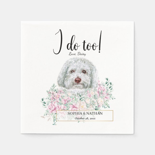 Poodle Doodle Dog Wedding Cocktail Napkins (Front)
