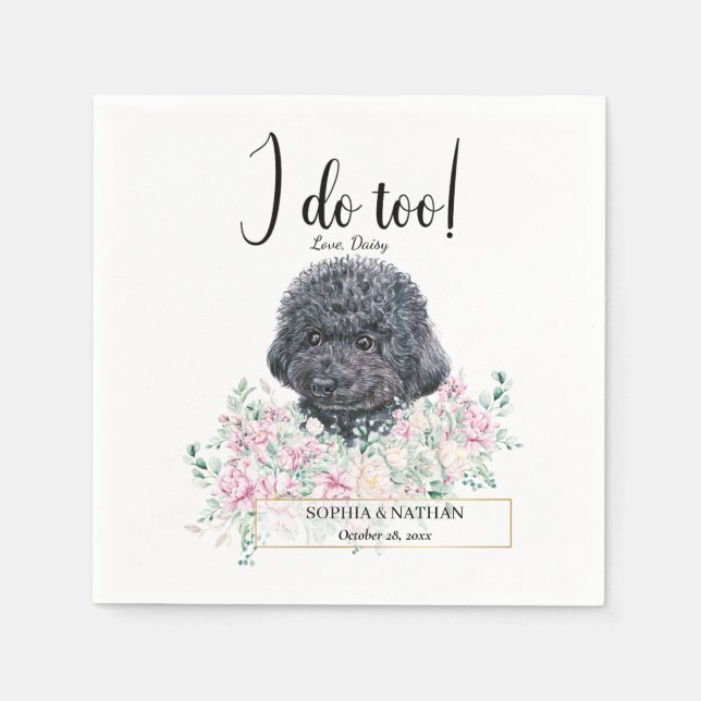 Poodle Doodle Dog Wedding Cocktail Napkins (Front)